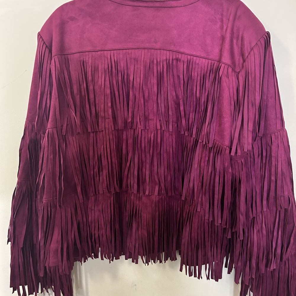 Serena Williams Signature Fringe Jacket in Rich Purple - Picture 2 of 4